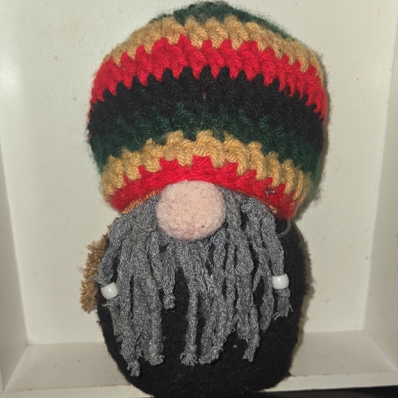 Other - Handmade Knit Gnome with Rasta Hat - Red, Green, Gold